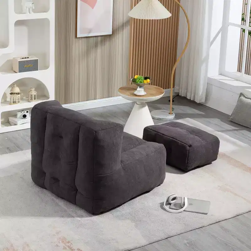 Super Soft Bean Bag Chair with Memory Foam & Ottoman – Adults, Indoor/Outdoor