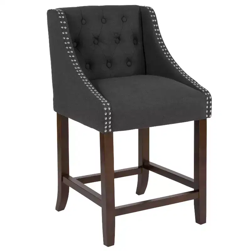 Emma and Oliver 24H Transitional Tufted Walnut Counter Stool