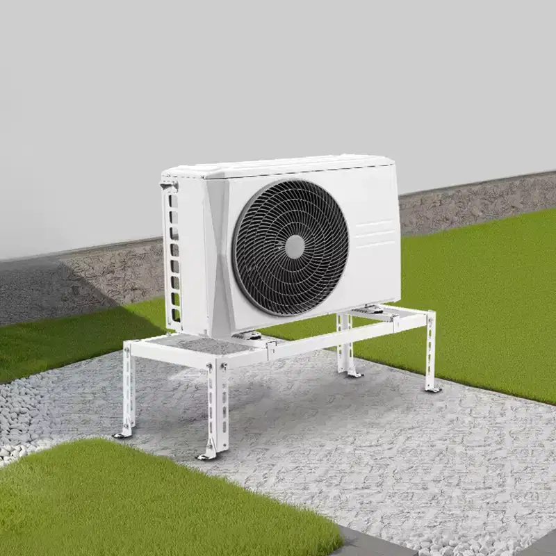 Adjustable Anti-Vibration Mini Split Ground Stand for 9000-24000 BTU Ductless AC Heat Pump, White
