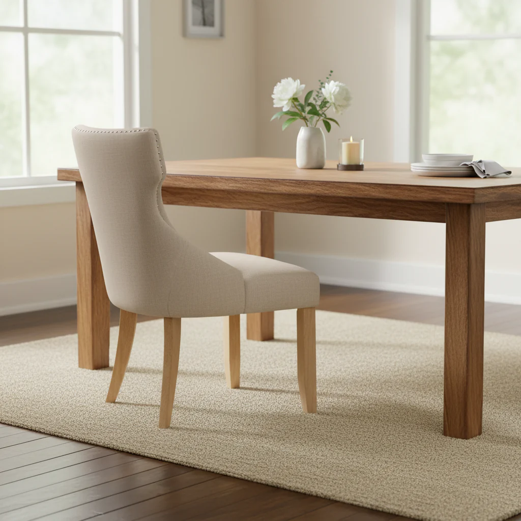 Modern wooden tufted wingback two-piece chair