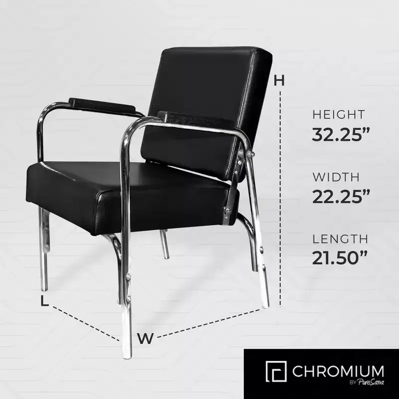 PureSana 3 Pack Chromium Ella Professional Auto Reclining Shampoo Chair with Washable Vinyl, High Density Foam Cushions, and Stainless Steel Frame