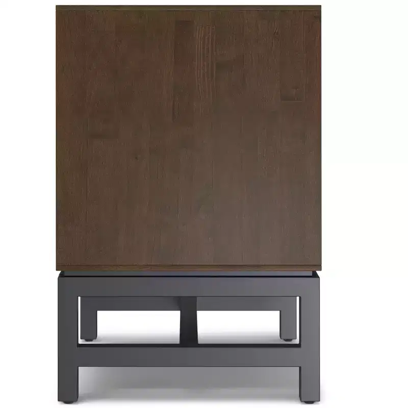 Devlin SOLID HARDWOOD 20 inch Wide Industrial Mid Century Nightstand in Walnut Brown