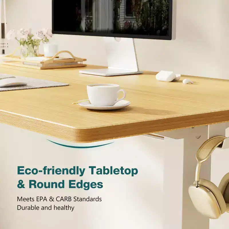 Ergonomic Height Adjustable Table with T-Shaped Metal Bracket Modern Computer Workstations