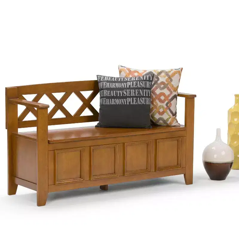 48-Inch Solid Wood Entryway Storage Bench with Lift-Up Lid and Hidden Compartment