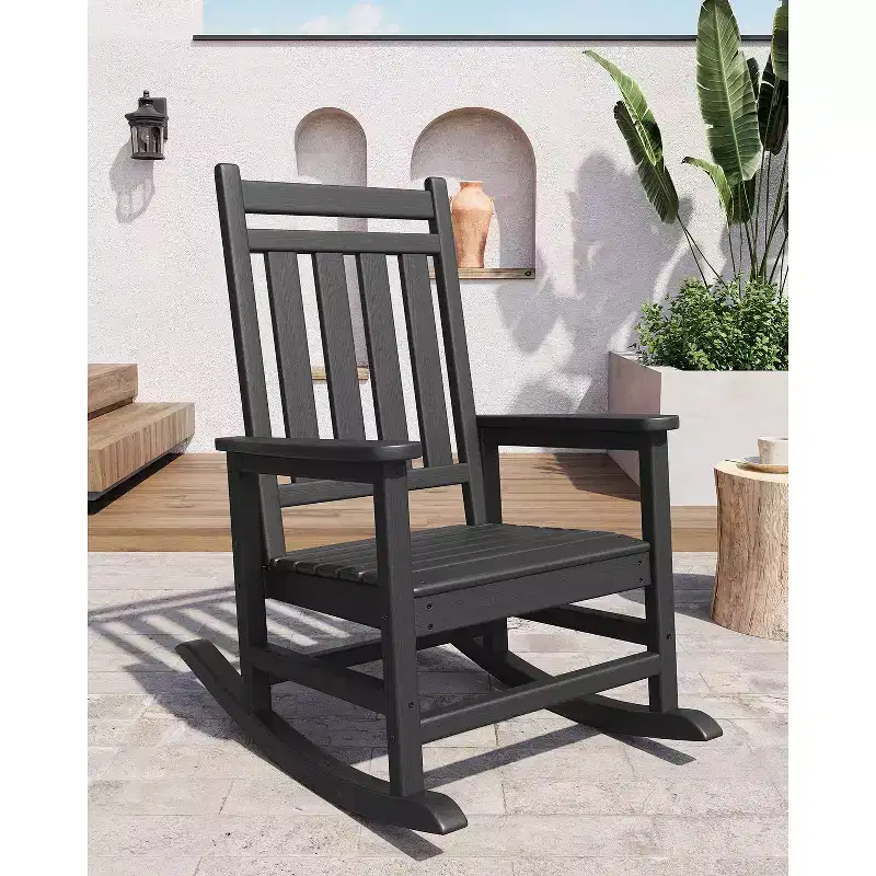 Outdoor Rocking Chair, Lawn Chair All Weather Resistant Patio Chairs, HDPE Rocking Chair for Adults, Front Porch Rocker for Garden, Backyard Deck