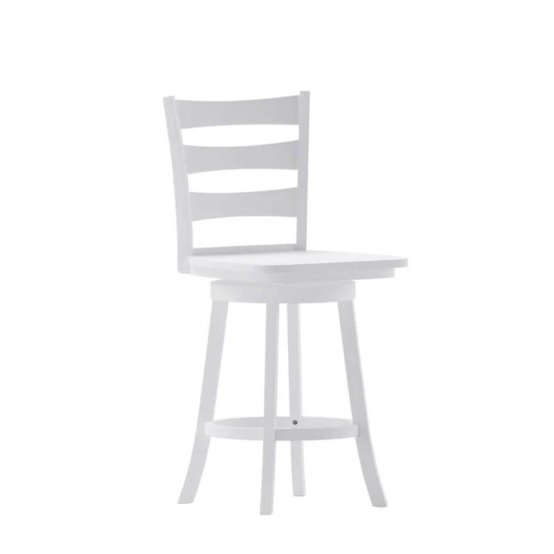 Ladderback Wooden Swivel Counter Stool with Footrest