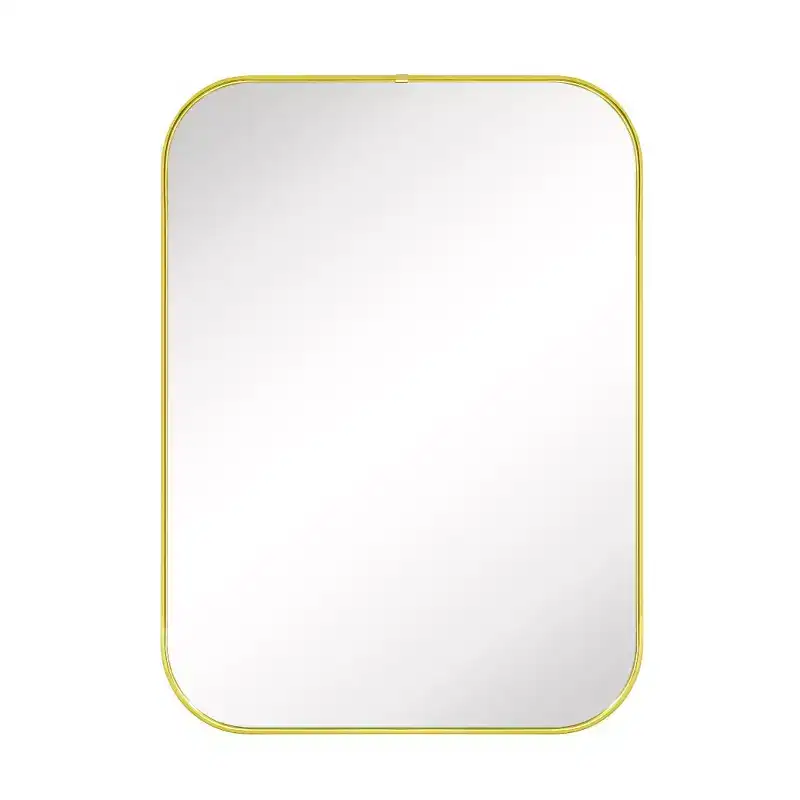 TEHOME Lucia Small Contemporary Rounded Rectangular Framed Wall Mounted Bathroom Vanity Mirror in Gold