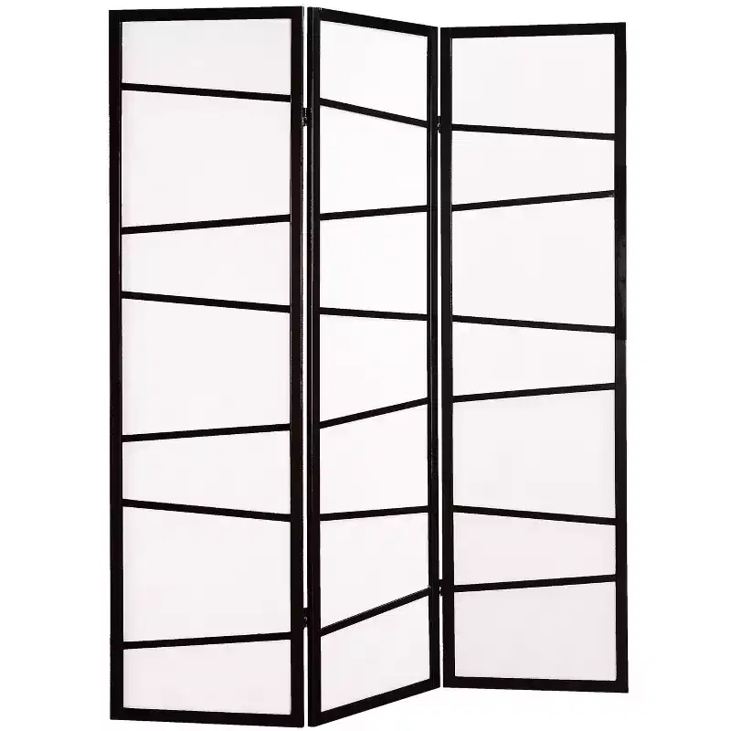 Roundhill Furniture 3-Panel Screen Room Divider, Black