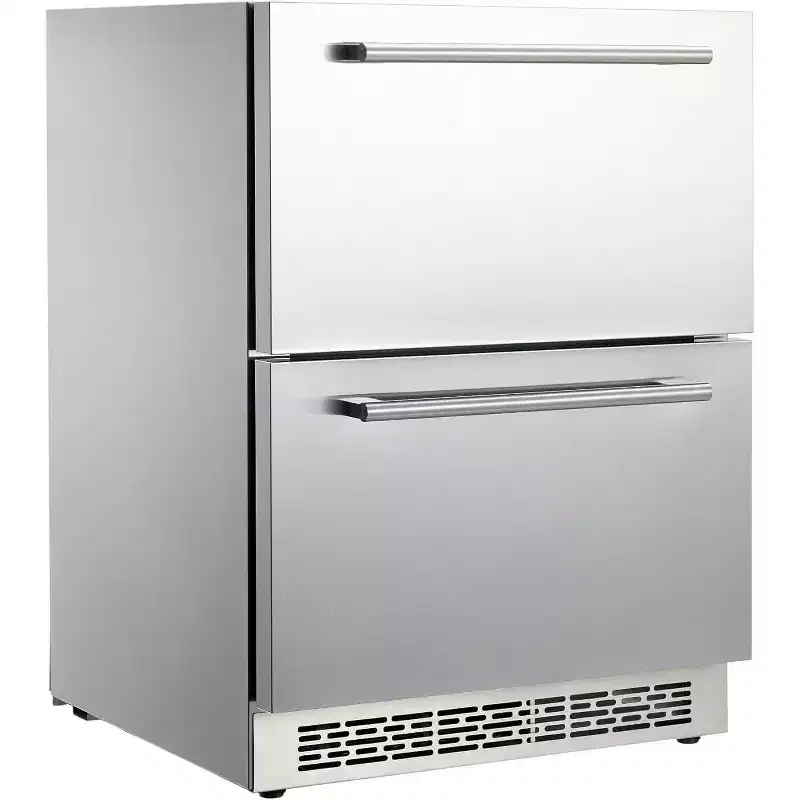 Acekool Under Counter Refrigerator, Dual Drawer Built-In Fridge, Touch Temp Control 33F50F, Quiet Cooling, Front Vent, Basket Divider