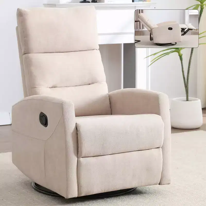 360 Swivel Rocking Recliner Chair, Upholstered Fabric Accent Chair