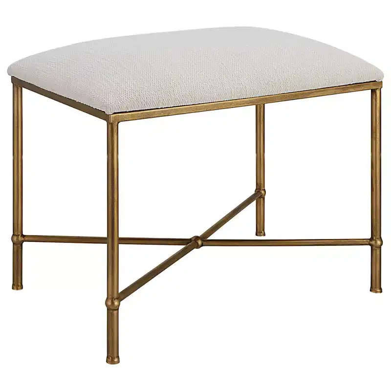 Uttermost Avenham 24 Wide White Fabric Accent Bench