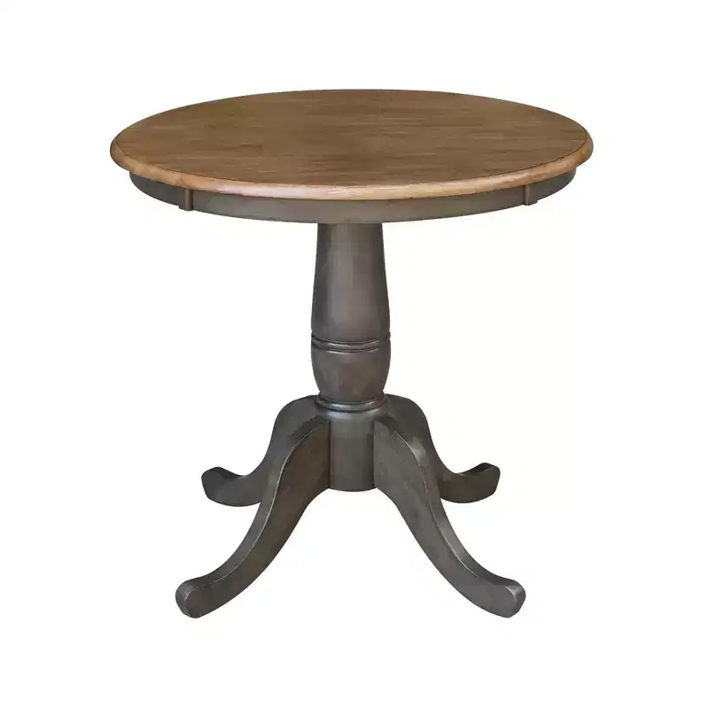 29" Clause Round Top Pedestal Dining Table Hickory Brown - International Concepts: Solid Wood, Mid-Century, 4-Seater