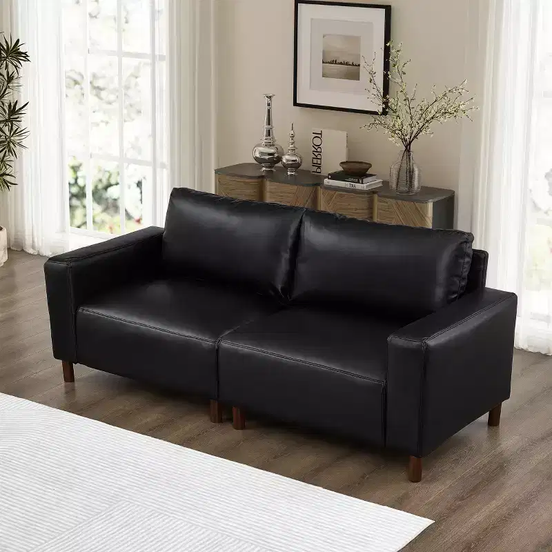 Melvin 78.5 Mid-Century Modern Faux Leather Upholstered Loveseat