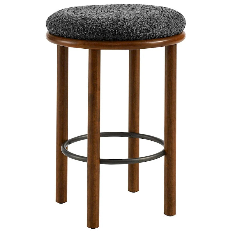 Boucle Fabric Counter Stools - Set of 2
