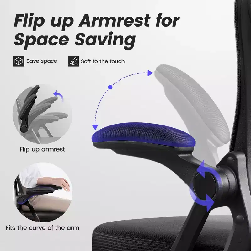 KERDOM Ergonomic Office Chair, Mesh Computer Desk Chair with Adjustable Back Lumbar Support and Armrests, Black