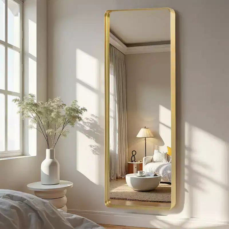 71x28 inch Aluminum Alloy Rounded Rectangular Gold Full Body Mirror (deep Mirror - No Bracket)
