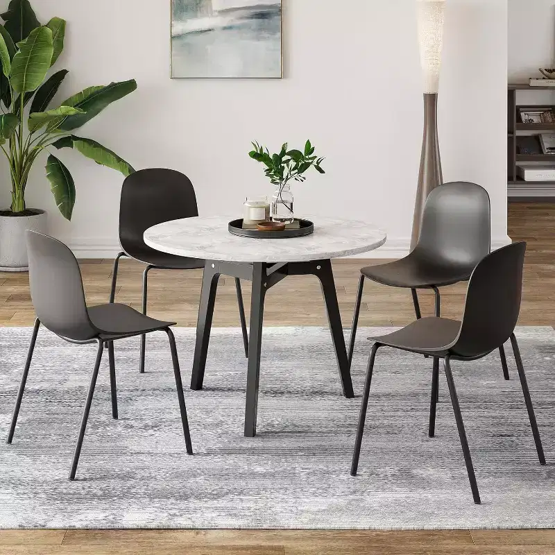 Pexfix Plastic Stackable Dining Chair with Metal Legs Set of 4