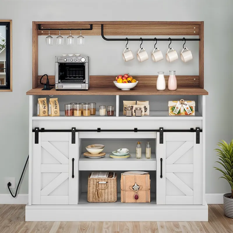 52 Farmhouse Coffee Bar Cabinet Wine Buffet Cabinet Kitchen Sideboard Buffet Cabinet