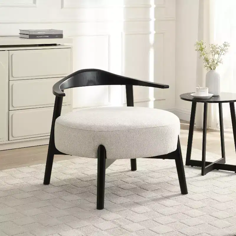 MAYYEERTY Upholstered Accent Chair Modern Chairs for Living Room Sunroom Bedroom Beige