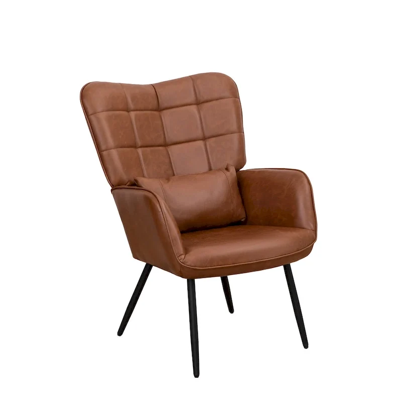 Bonded Leather Armchair Modern Accent Chair Set of 2