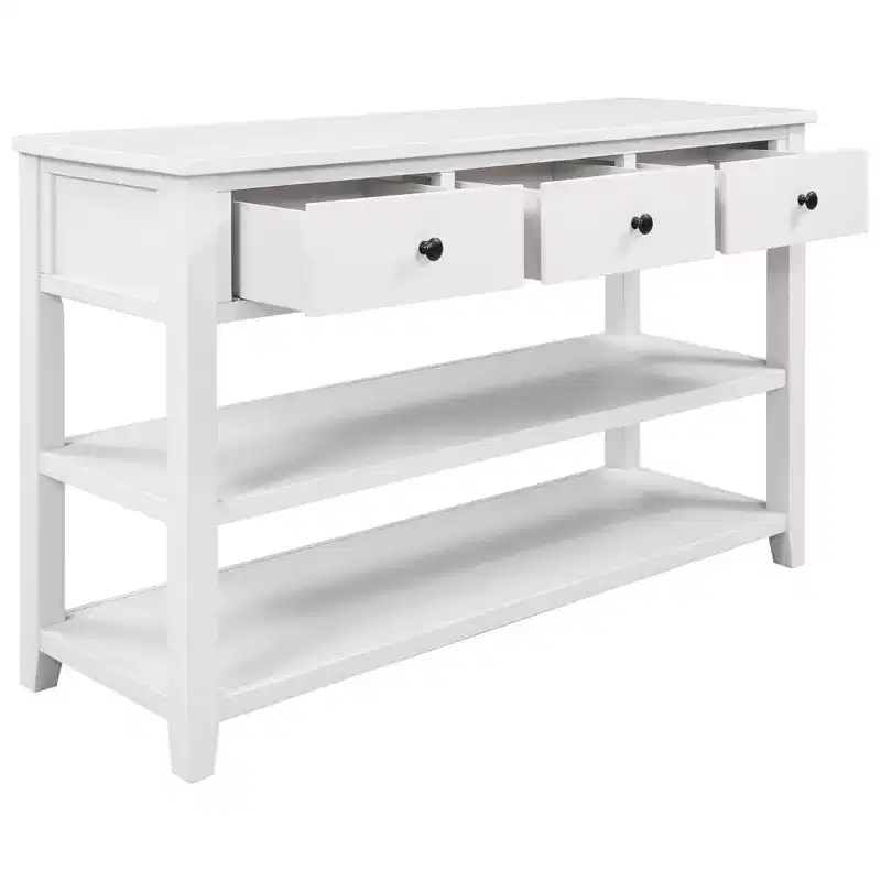 Whisen Modern Design Console Table with 3 Drawers and 2 Open Shelves