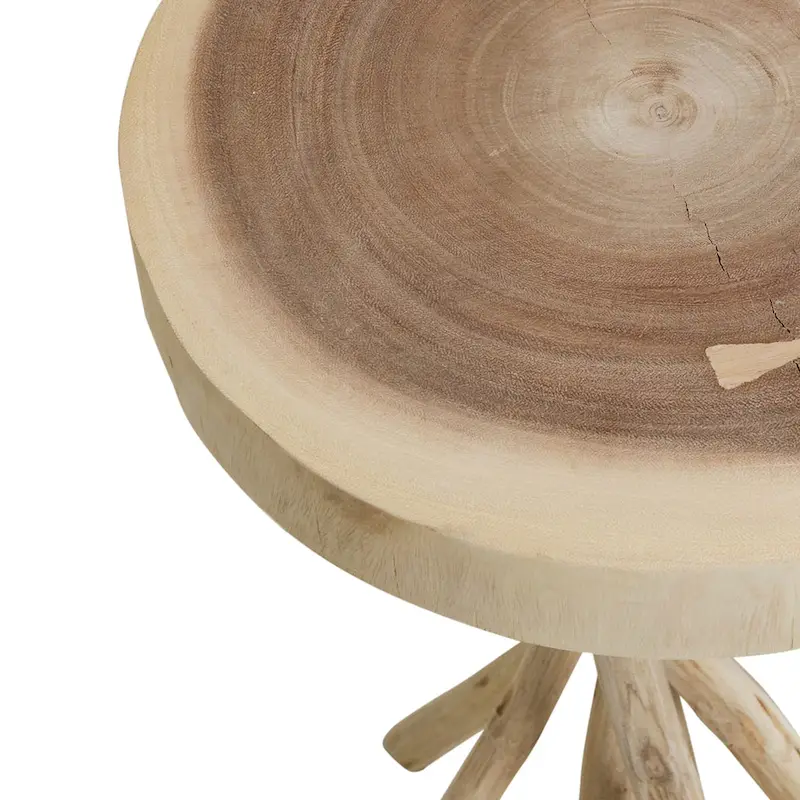 Solid Wood Cross-Cut Accent Table With Branch Base by East at Main - Small