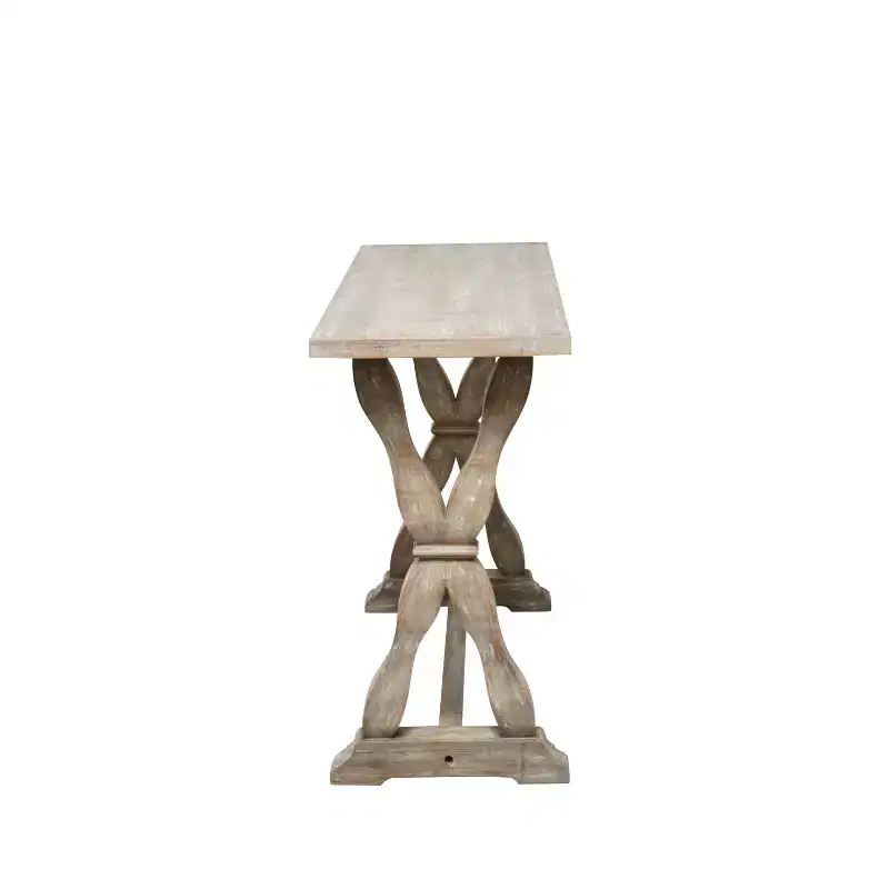 Distressed Farmhouse Wood Console Table Brown Rustic Entryway Foyer Table No Assembly Required