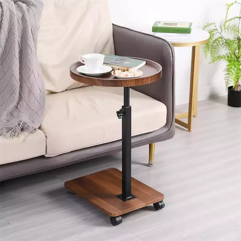 Acekool Adjustable Height C-Shaped Mobile Side Table with Wheels for Living Room Bedroom