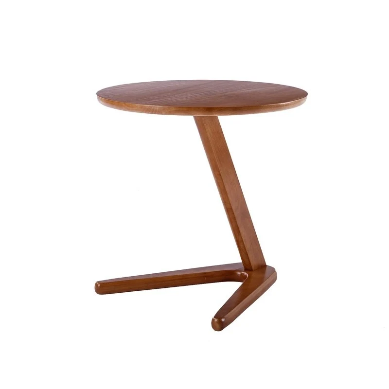 Round Solid Wood Side Table / Accent Table – Brown, Wood Top, 1-Unit