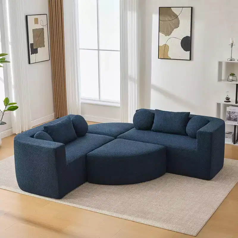 Whisen Boneless Couch Modular Sectional Sofa & Compression Sofa with Deep Seating and Curved Design