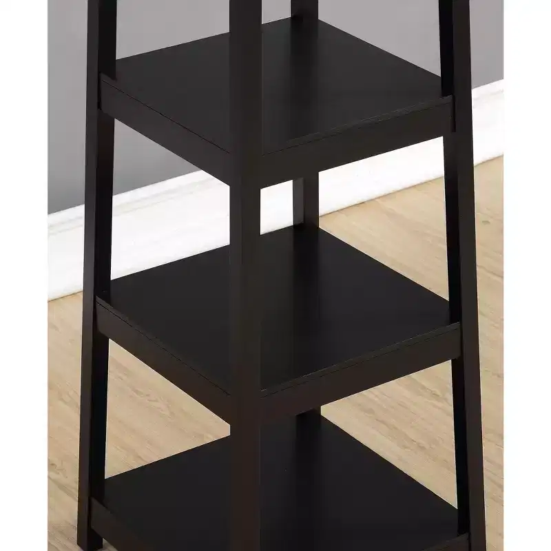 Roundhill Furniture Vassen Coat Rack w/ 3-Tier Storage Shelves - Black Finish