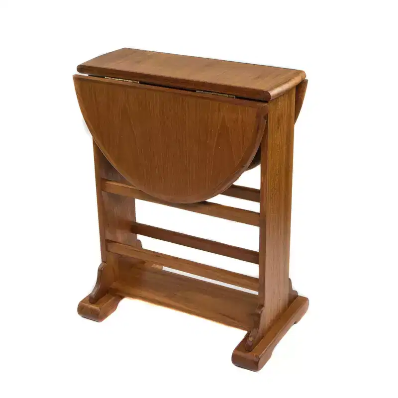 21 Brown Solid Wood Oval Drop Leaf End Table