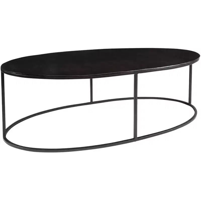 Uttermost Modern Industrial Aged Black Iron Aluminum Oval Coffee Table 48 x 24 Plated Antique Tabletop for Living Room Bedroom