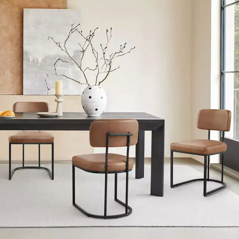 Spruce&Spring Metal Dining Chair with Brass or Black Frame