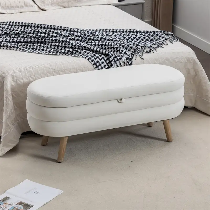 Storage Bench Bedroom Bench With Wood Legs For Living Room Bedroom
