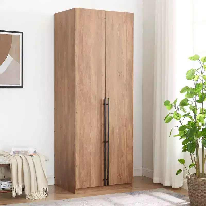 2-Door 4-Shelf Wardrobe Closet with Hanging Rod & Anti-Tip Hardware, 31.5