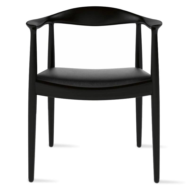 Solid Wood Elbow Chairs Oak and Faux Leather Dining Armchair For Kitchen Bedroom Office