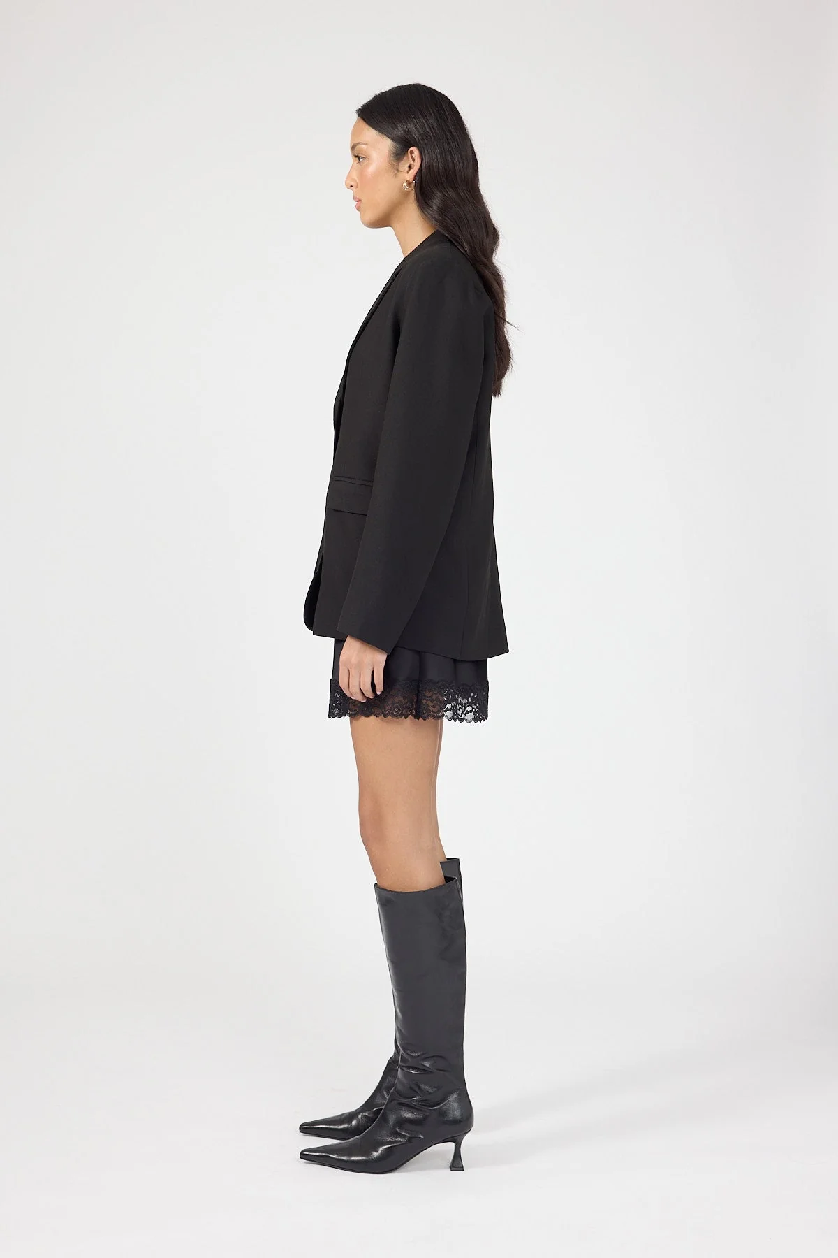 High Rise Lace Mini Skirt Black