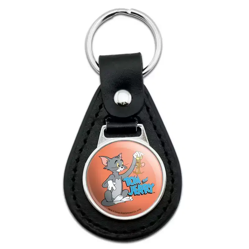 Tom And Jerry Best Friends Black Leather Keychain