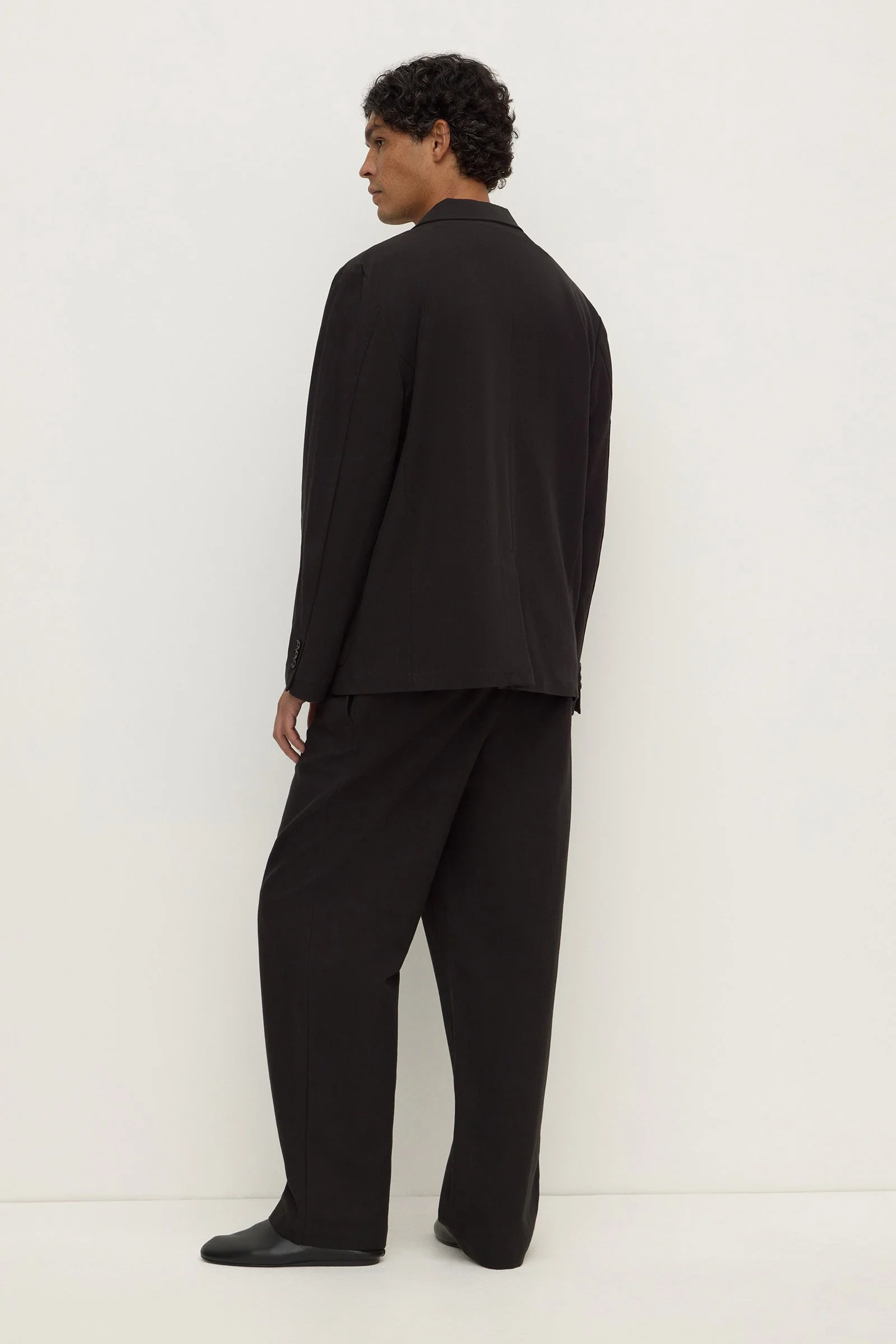 Unstructured Cotton Blend Blazer