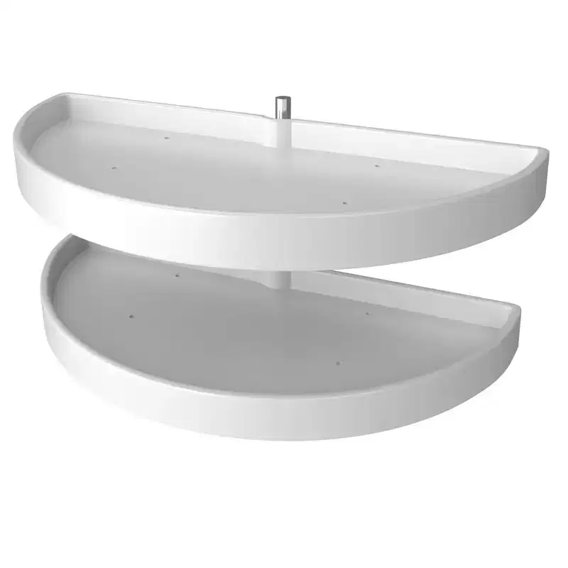 Rev-A-Shelf 31 Pull Out Half Moon Shelves for Blind Corner Kitchen/ Bathroom Cabinets, 2 Shelf Sliding Organizer with Hardware, White, 6882-31-11-570