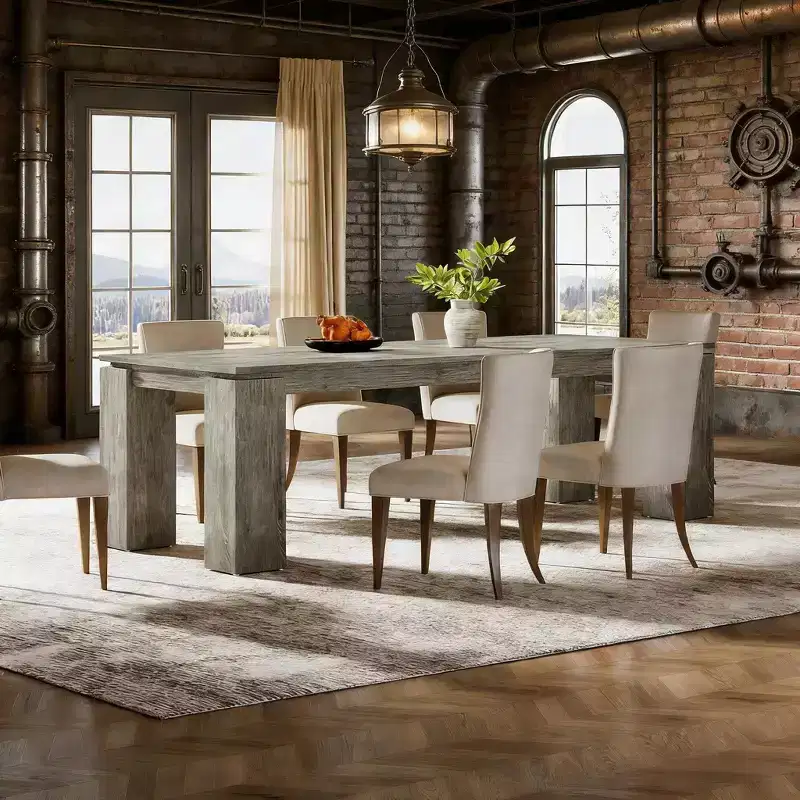 Modern Dining Table, Extra Long Kitchen Table for 6-8