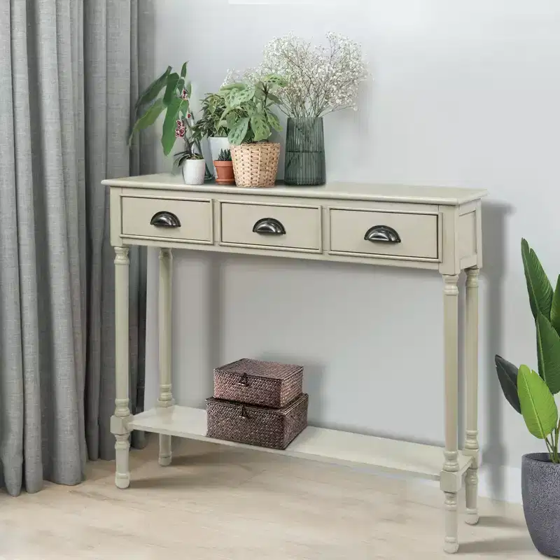 Console Table with 3 Drawers, 39.5