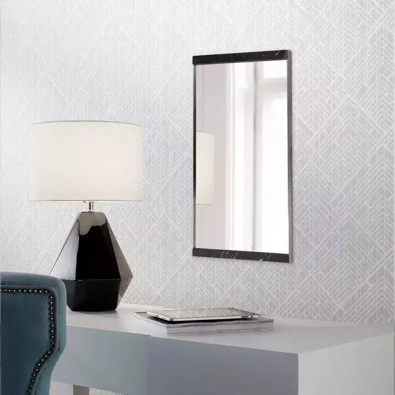 Howard Elliott 35.75"x23.5" Reese Rectangular Wall Mirror with Black Marble Trim
