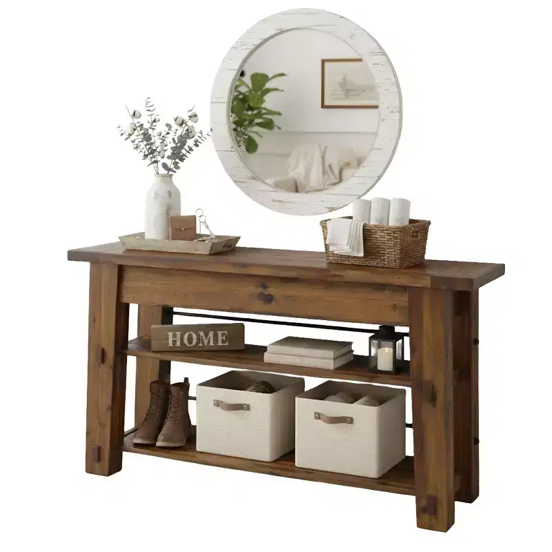 Durango Industrial Wood Console/Media Table: Sofa Table - Alaterre Furniture