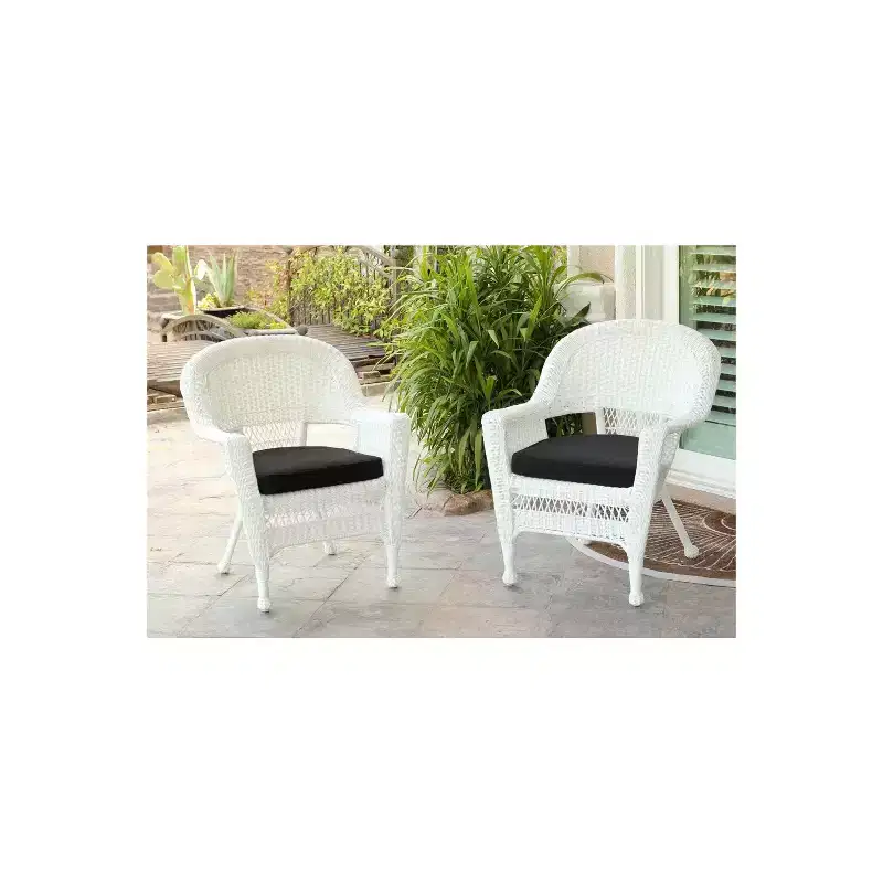 HomeStock Zen Zone Chair Set of 2, Durable Resin Wicker, Weather-Resistant with Cushions