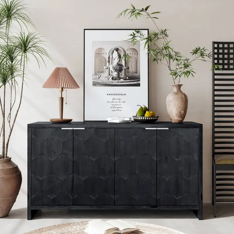 Accent Cabinet Farmhouse Style Wooden Cabinet Sideboard Buffet