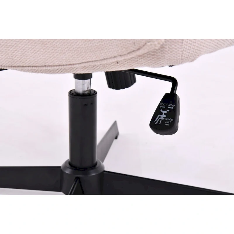 Cross Legged Office Chair, Wide Comfty Desk Chair, No Wheels Armless Computer Task Chair, Swivel and Height Adjustable