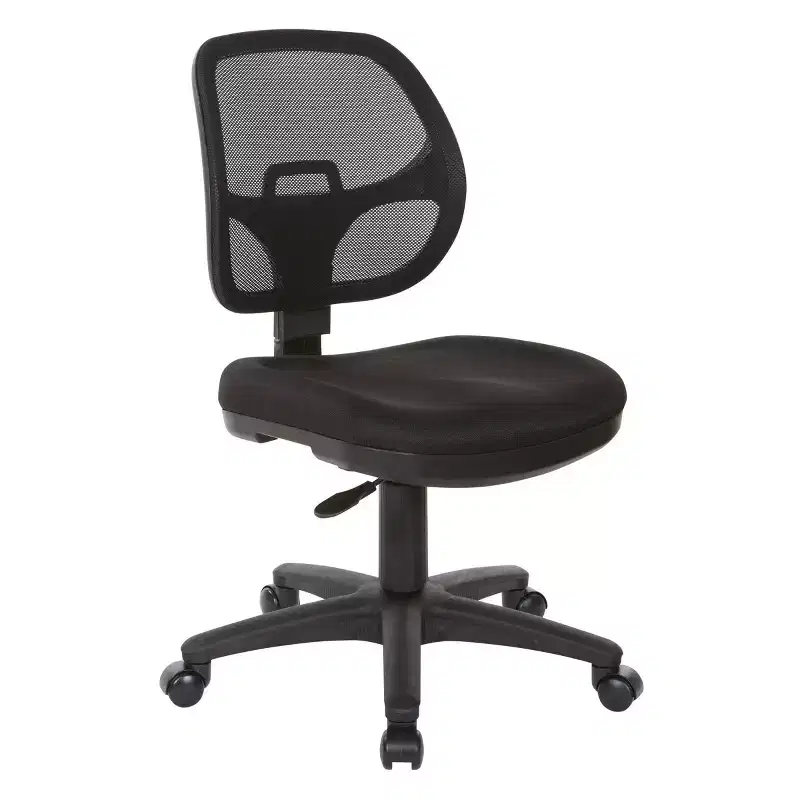 Mesh Screen Back Task Chair with Fabric Seat Black - OSP Home Furnishings: Ergonomic, Swivel, Adjustable Height