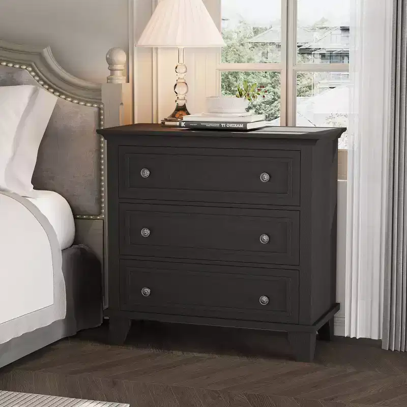 COZONY Freestanding 3-Drawer Dresser, Rustic Wooden Storage Chest for Bedroom, Living Room & Entryway
